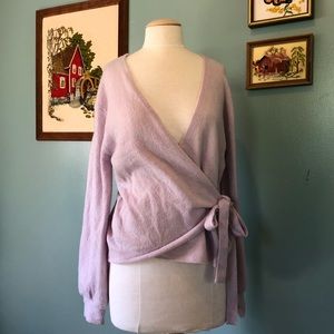 A NEW DAY wrap lilac sweater blouse